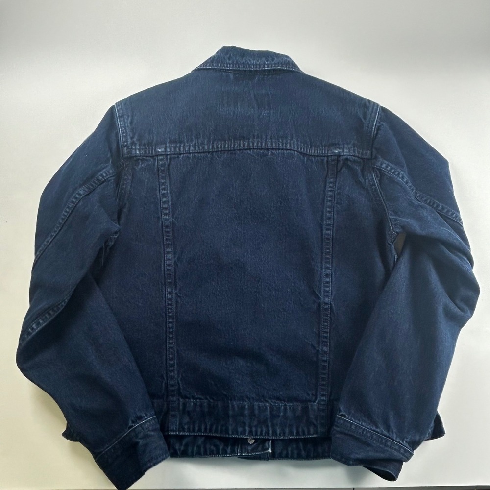 L.L. Bean WMNS S Biker VTG Denim Trucker Jacket Indigo Blue Cotton Button - Picture 10 of 10